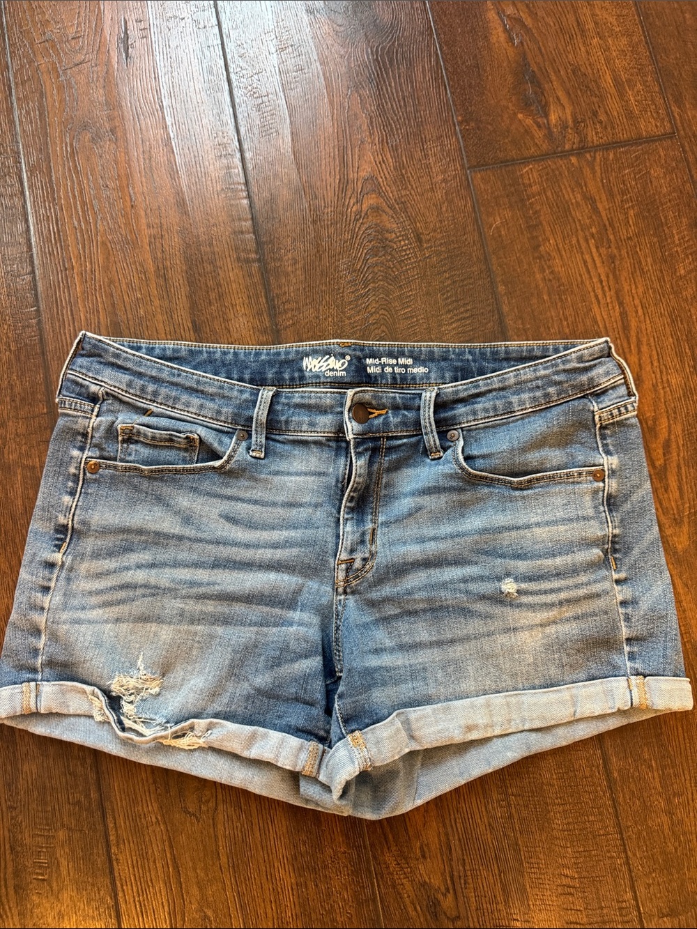 Mossimo Light Blue Distressed Roll-Cuff Jean Shorts